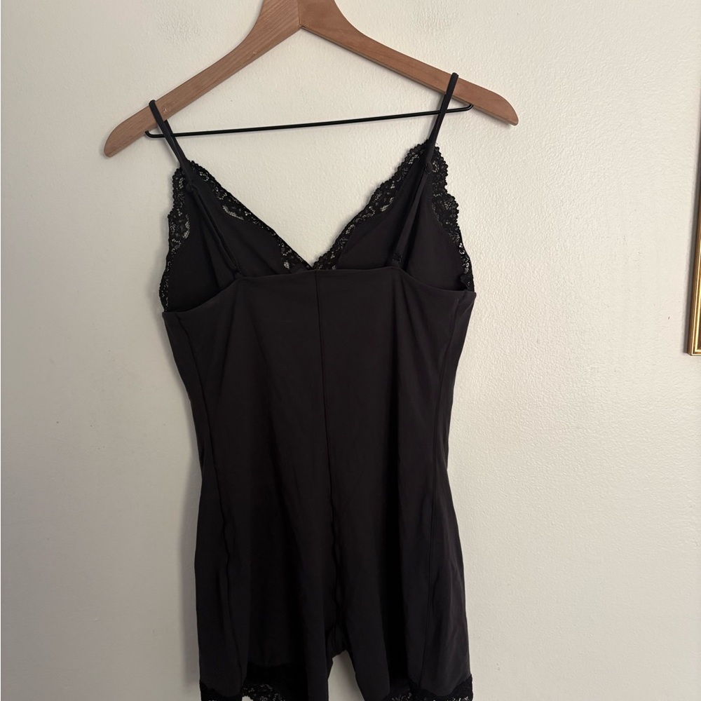 SKIMS Black Lace Trim Fit Everybody Black Boy Short Bodysuit Chemise Women XL BD - Picture 5 of 5